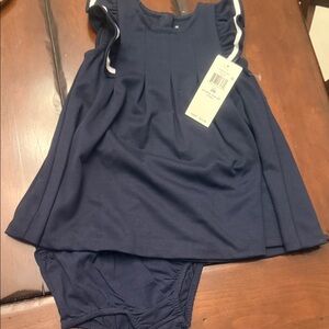 Ralph Lauren Navy Girls Dress with White Trim
